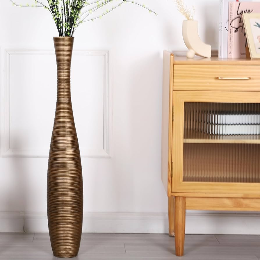 Leewadee Decorative Tall Floor Vase for Living Room Decor, 34 inches, Gold, Resin | Amazon (US)