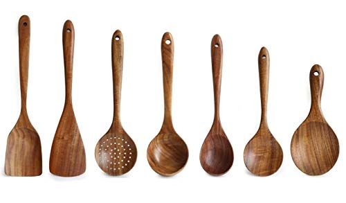 Wooden Utensils Set for Kitchen, Messon Handmade Natural Teak Cooking Spoons Wooden Spatula for Nons | Amazon (US)