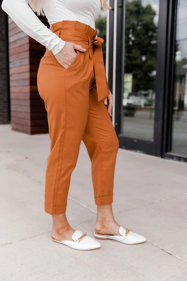 Let It Go Rust Paperbag Pants | The Pink Lily Boutique