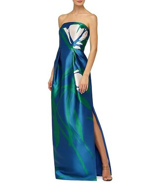 Kay Unger Marisol Mikado Strapless Large Floral Column Gown | Dillard's | Dillard's