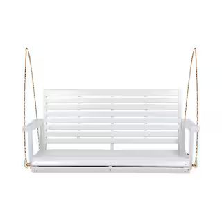 Noble House Tasmania 2-Person White Wood Porch Swing 82485 - The Home Depot | The Home Depot