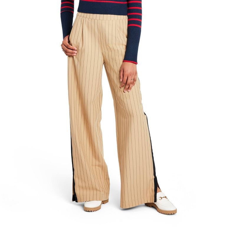 Women's Side Stripe Wide Leg Trousers - La Ligne x Target Tan/Black | Target