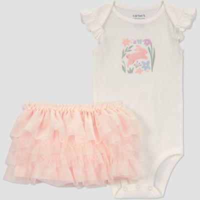 Carter's Just One You® Baby Girls' 2pc Easter Bunny Skirt Set - White/Pink 3M | Target