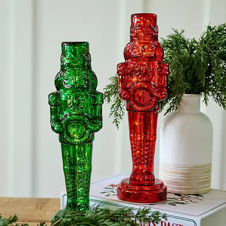 LED Green Glass Nutcracker Figurine | Kirklands