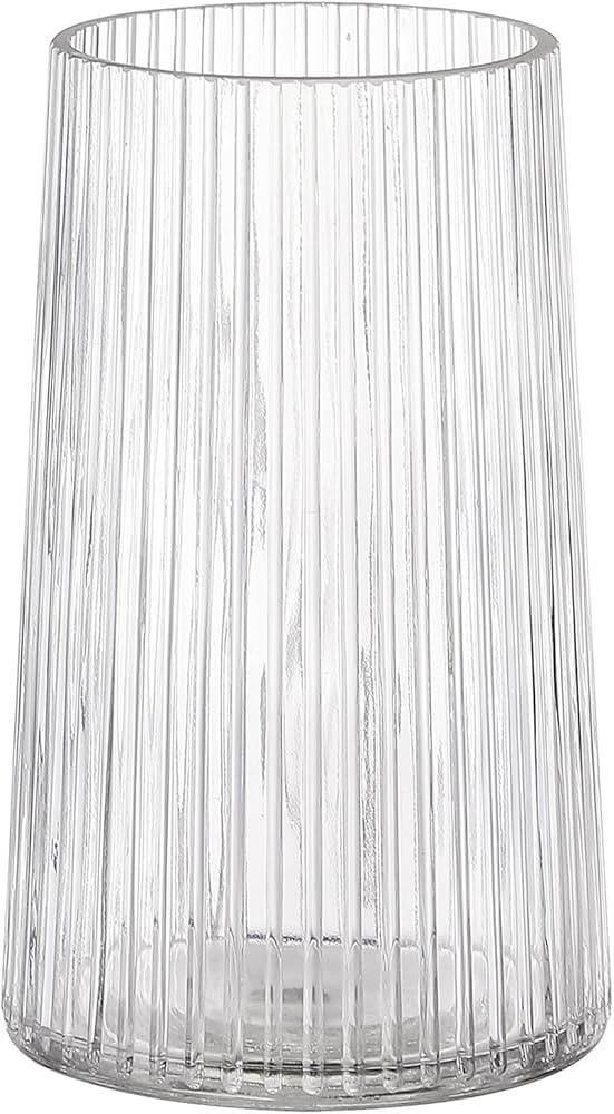 Clear Glass Vase for Flower, Glass Flower Vase, Flower Vase for Bouquet, Modern Glass Vase, Ribbe... | Amazon (US)