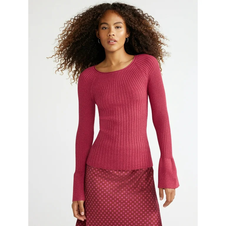 Free Assembly Women's Radiating Ribbed Sweater with Long Sleeves, Midweight, Sizes XS-XXXL - Walm... | Walmart (US)