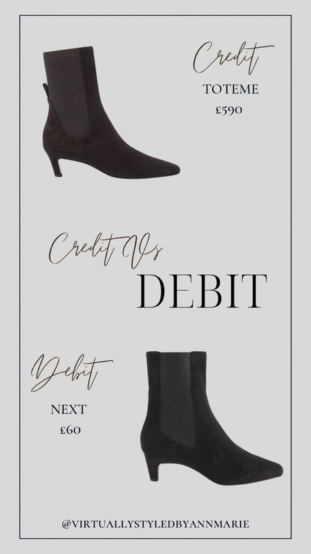 Credit v Debit 
Similar look to the Toteme Boots 
Save or splurge 

#LTKeurope