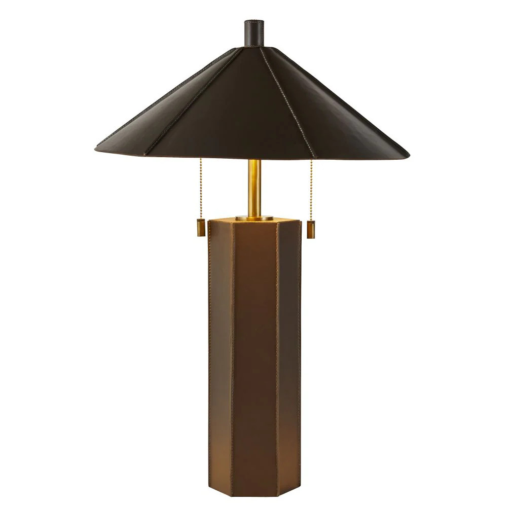 Cantrell Two Light Table Lamp Graphite/Antique Brass/Graphite/Gold Leaf | Lighting Design