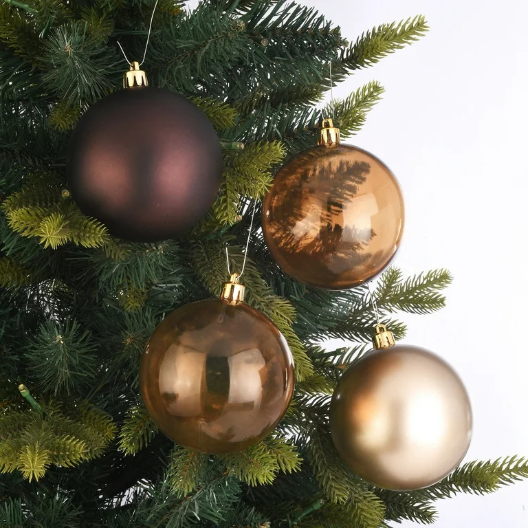 8-Count Brown, Bronze, and Champagne Shatterproof Christmas Ornaments, 3.94 in, by Holiday Time | Walmart (US)