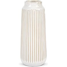 9 Inch White Ceramic Vase Decor, Flower Vase Modern, Boho Vases for Pampas Grass Home Decor, Deco... | Amazon (US)