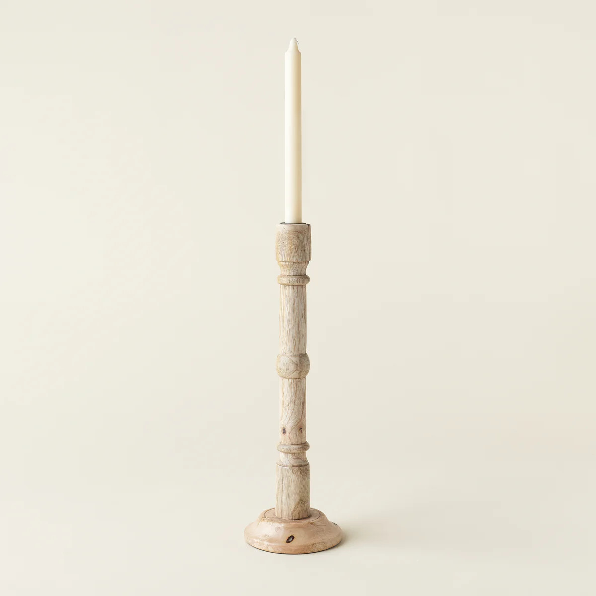 Hand-Carved Mango Wood Taper Holder | Kate Marker Home