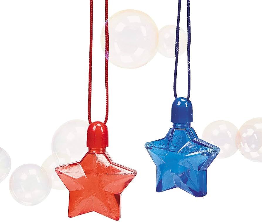 Fun Express - Star-Shaped Bubble Bottle Necklaces for Fourth of July - Toys - Bubbles - Bubble Ne... | Amazon (US)