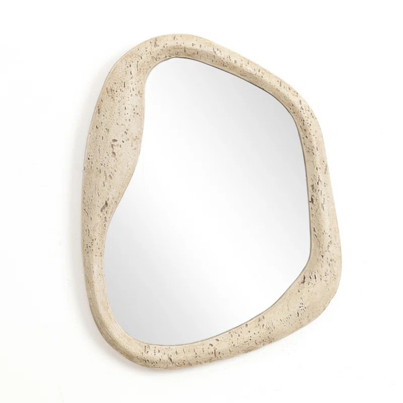 Wrought Studio™ Travertine-Style Frame Freeform Oval Wall Mirror | Wayfair | Wayfair North America