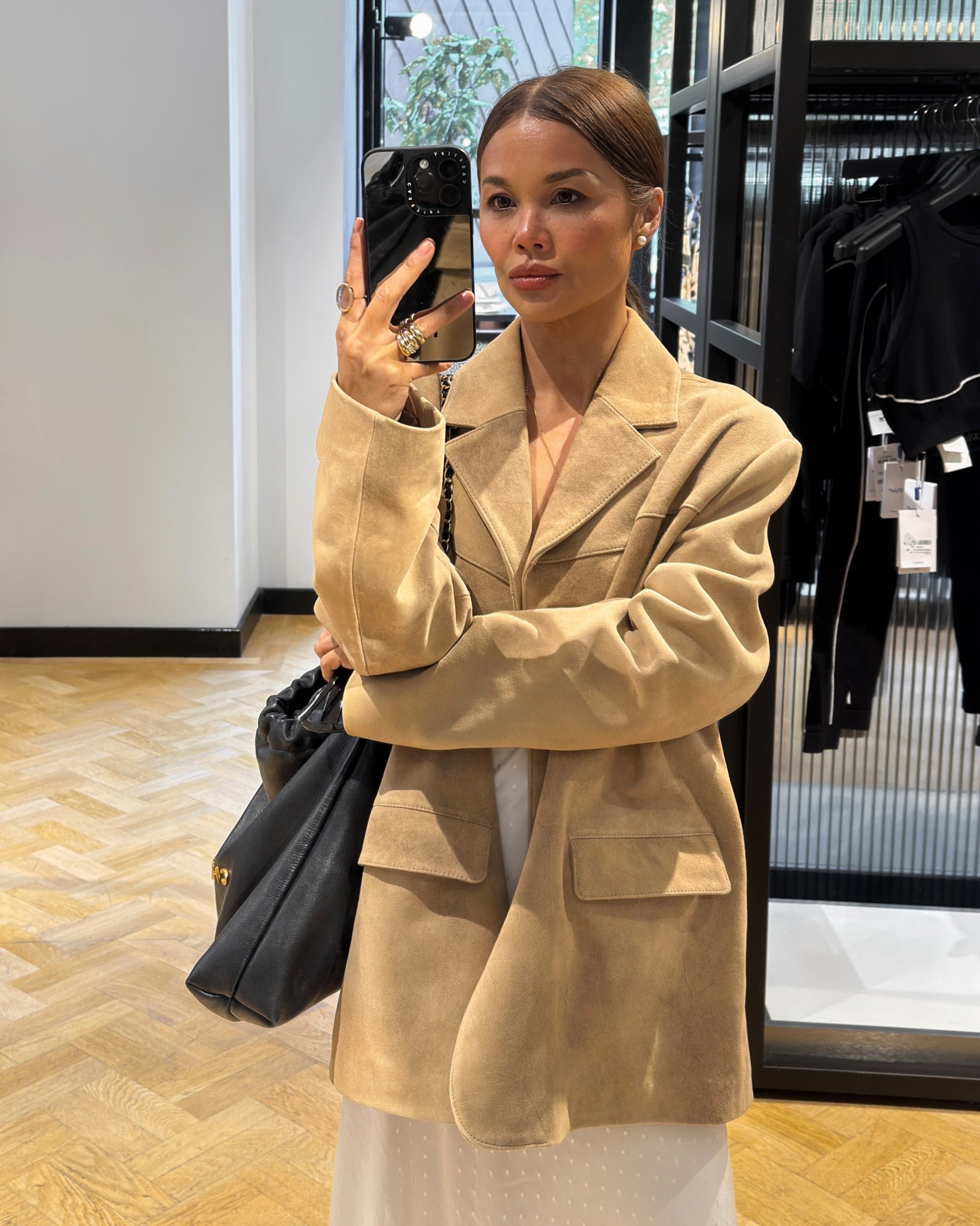 Suede jacket never fails to elevate an outfit. 
The one that I’m wearing isn’t supported on this platform but I also have the one that is listed here. Both are equally amazing. 
It’s very oversized so I recommend you size down  

#LTKstyletip #LTKspring #LTKsummer