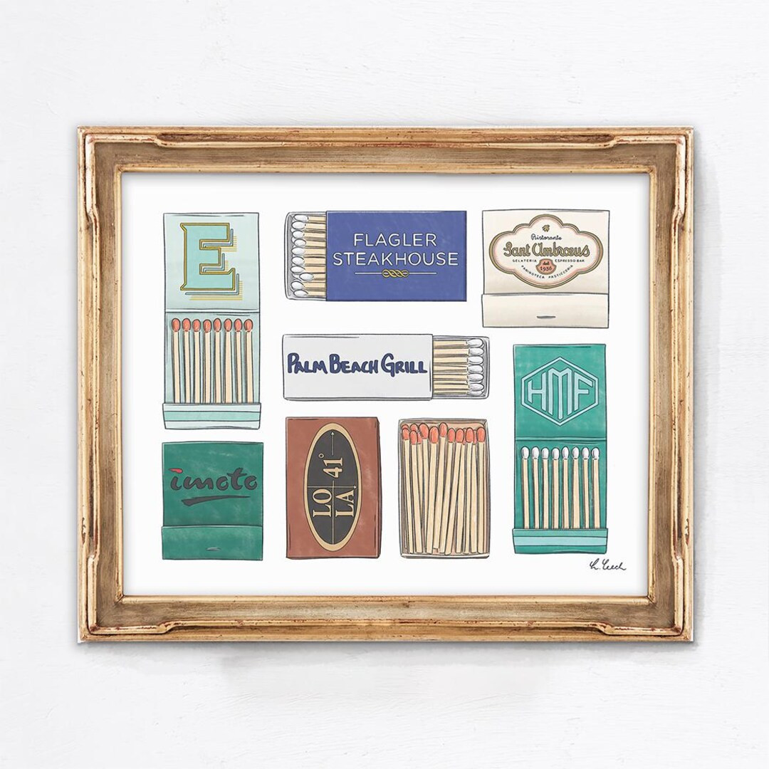 Palm Beach Matchbook UNFRAMED Art Print 8x10 Florida Food Traveler Gift Home Decor Gift Ideas Hou... | Etsy (US)