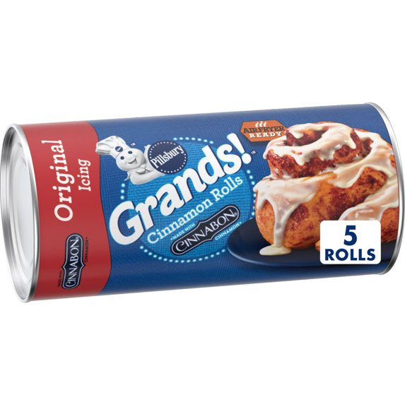 Pillsbury Grands! Cinnamon Rolls with Cinnabon Cinnamon and Original Icing, 5 Count, 17.5 oz | Walmart (US)