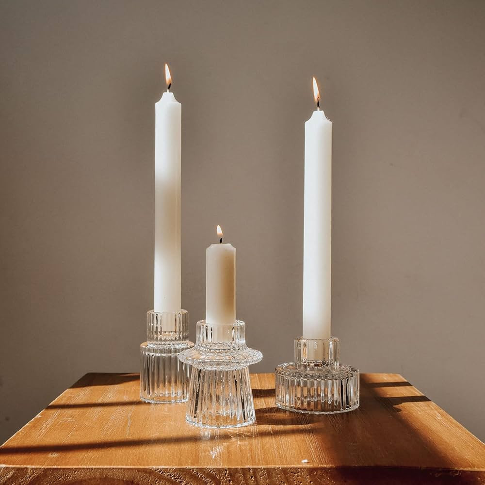 Taper Glass Candlestick Holders for Pillar Candles Taper Candles Tealight Candles Tealight Candle Ho | Amazon (US)