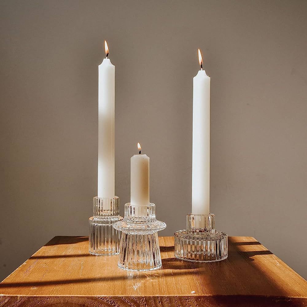 Taper Glass Candlestick Holders for Pillar Candles Taper Candles Tealight Candles Tealight Candle Ho | Amazon (US)