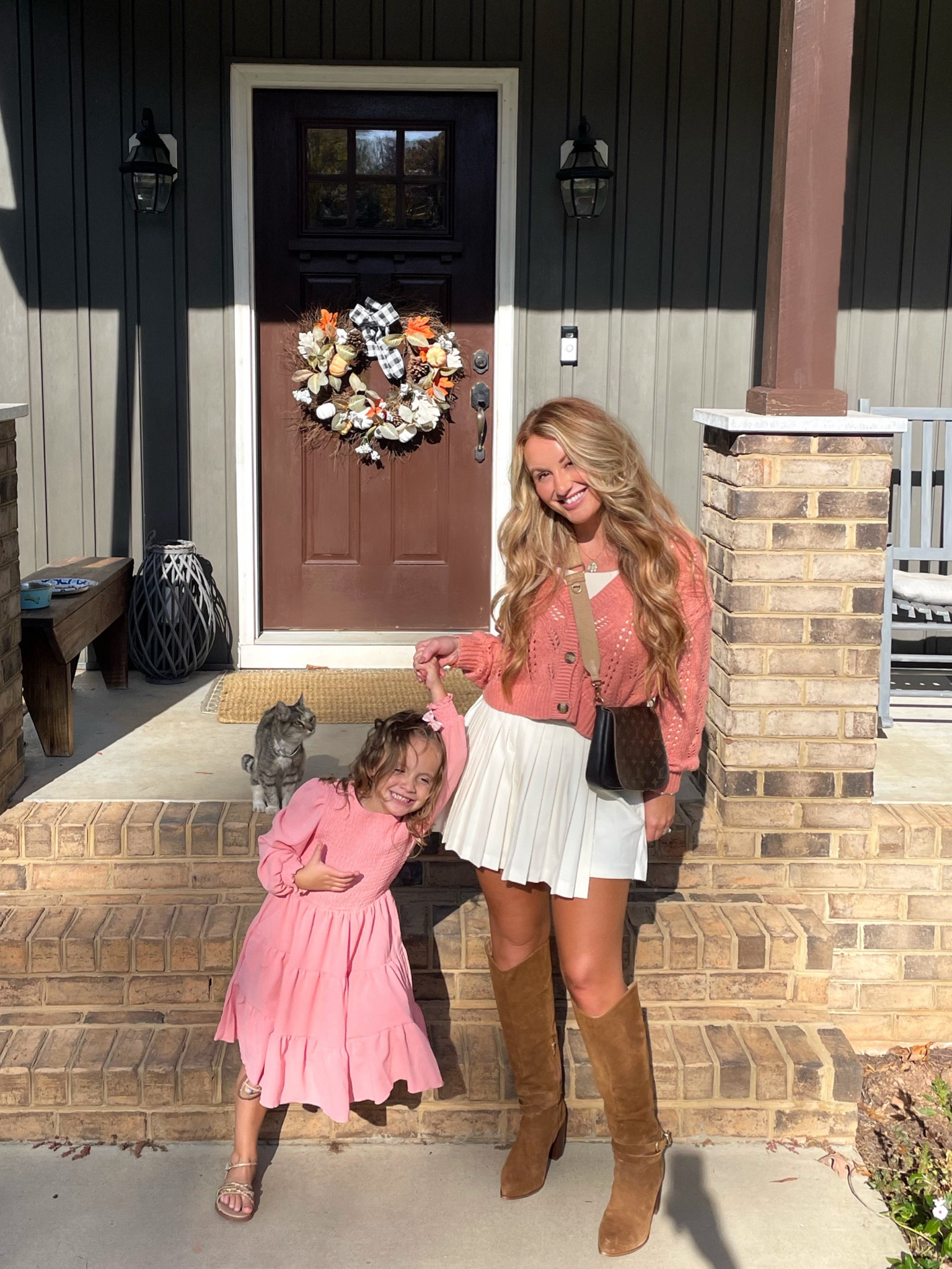 Pleated mini skort 
Dolce vita Tyrone boots 
•Amazon finds 
-Girls dress 
-Best Long sleeve basic top 

#LTKFamily #LTKShoeCrush #LTKSaleAlert