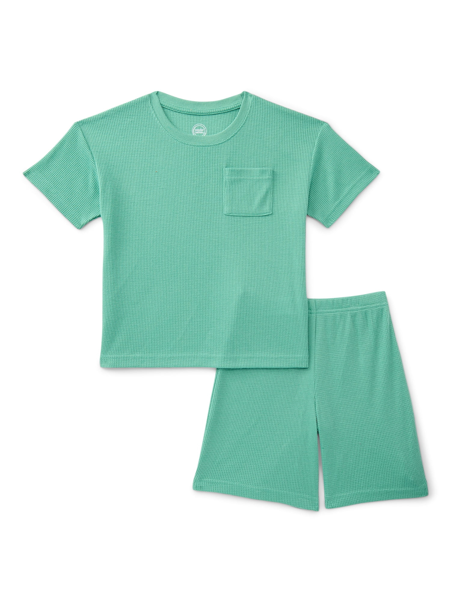 Wonder Nation Boys Waffle Knit Short Sleeve Top and Shorts Pajama Set, 2-Piece, Sizes 4-18 | Walmart (US)