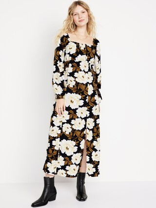 Waist-Defined Square-Neck Maxi Dress for Women | Old Navy (US)