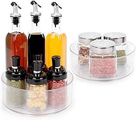 2 Pack Lazy Susan Cabinet Organizer Turntable,Keggs 9''Rotating Clear Spice Rack Storage Organize... | Amazon (US)