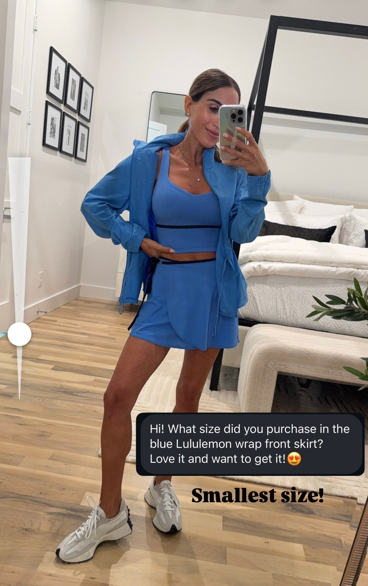 Wearing smallest size in this lululemon blue tennis skirt 

#LTKFindsUnder50 #LTKSaleAlert #LTKfitnessgoals