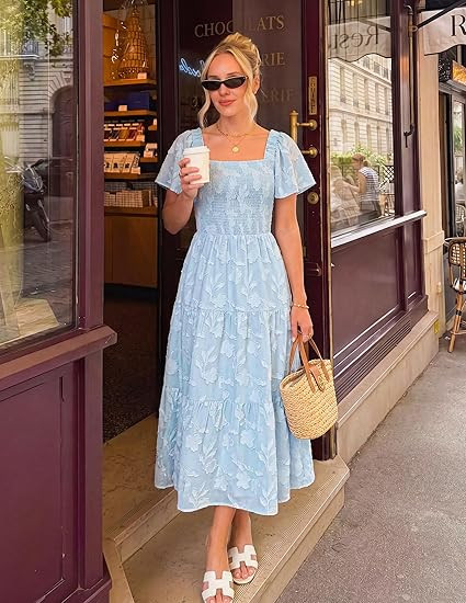 ZESICA Womens Summer Boho Floral Midi Dress 2026 Casual Flowy Beach Vacation Wedding Guest Gradua... | Amazon (US)