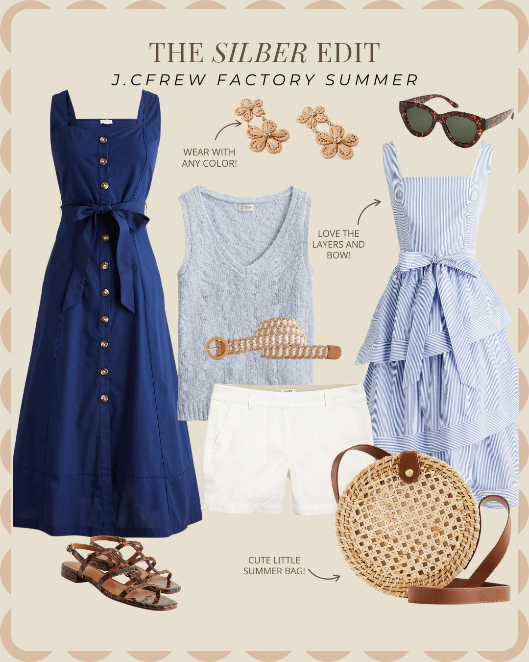 Blue and white summer styles at J.Crew Factory. Summer clothes and accessories that won't break the bank. 

coastal style, summer dresses, shorts, summer bags, sandals, Stefana Silber 

 #LTKSummerEdit #LTKSeasonal #LTKSaleAlert