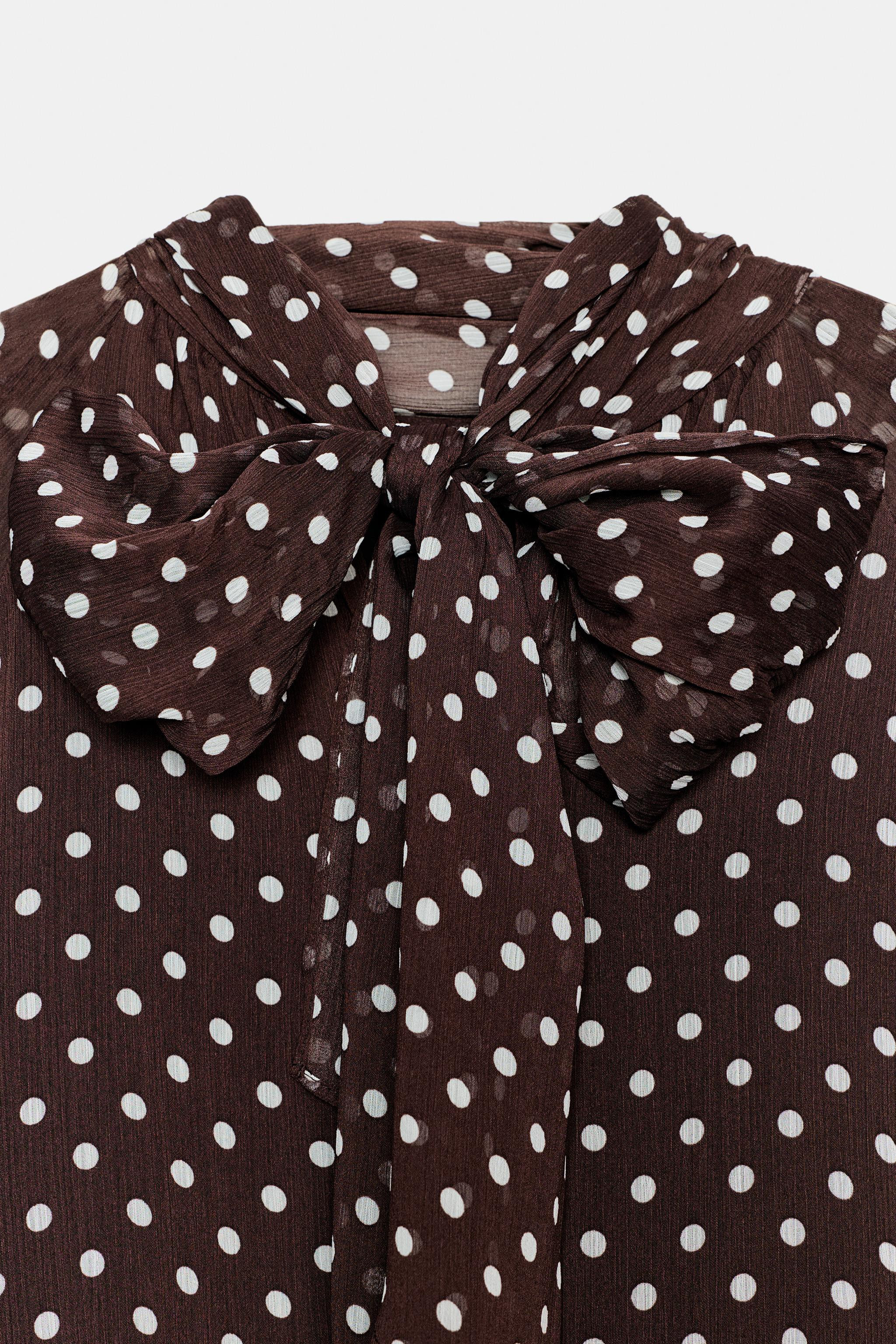 POLKA DOT BLOUSE WITH BOW | Zara US