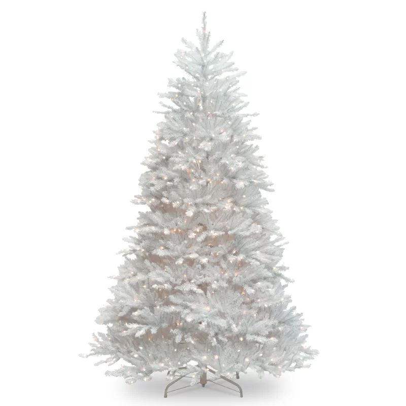 7.5' White Fir Trees Artificial Christmas Tree with 750 Clear/White Lights | Wayfair North America