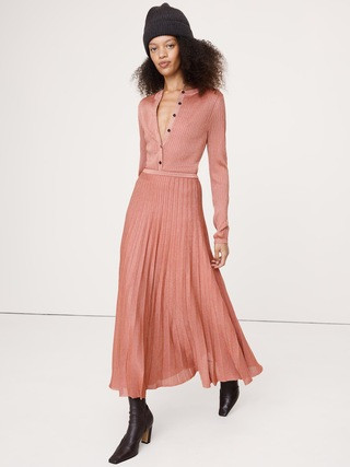 Pleated Metallic Sweater Skirt | Banana Republic (US)