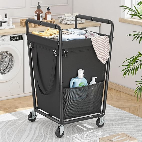 Raybee Laundry Basket with Wheels & Handles, 180L Laundry Cart with Removable Bag & Metal Frame f... | Amazon (US)