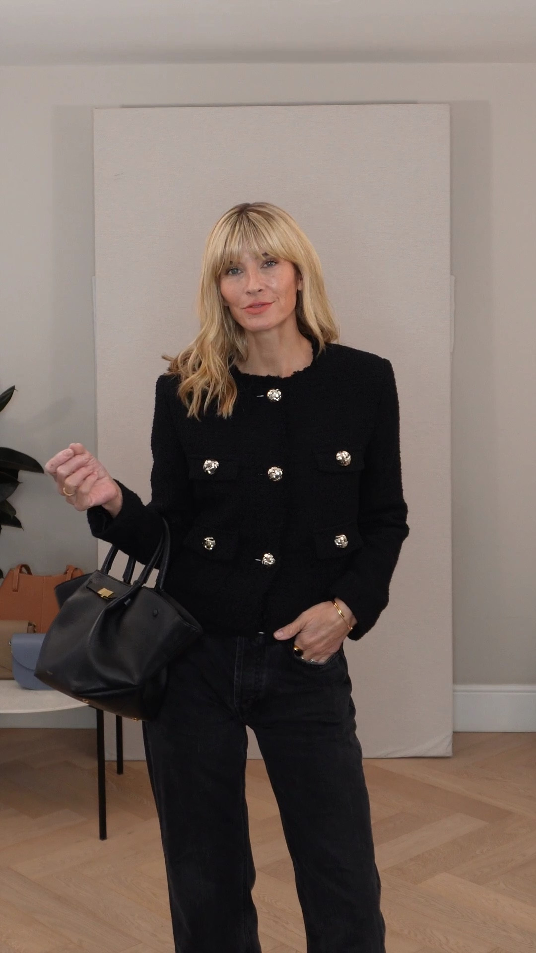 Black tweed jacket, slingback heels, black jeans, cashmere, leather tote bag

#LTKstyletip #LTKSeasonal #LTKeurope