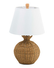 20in Rattan Table Lamp With Scalloped Edging | Home | Marshalls | Marshalls