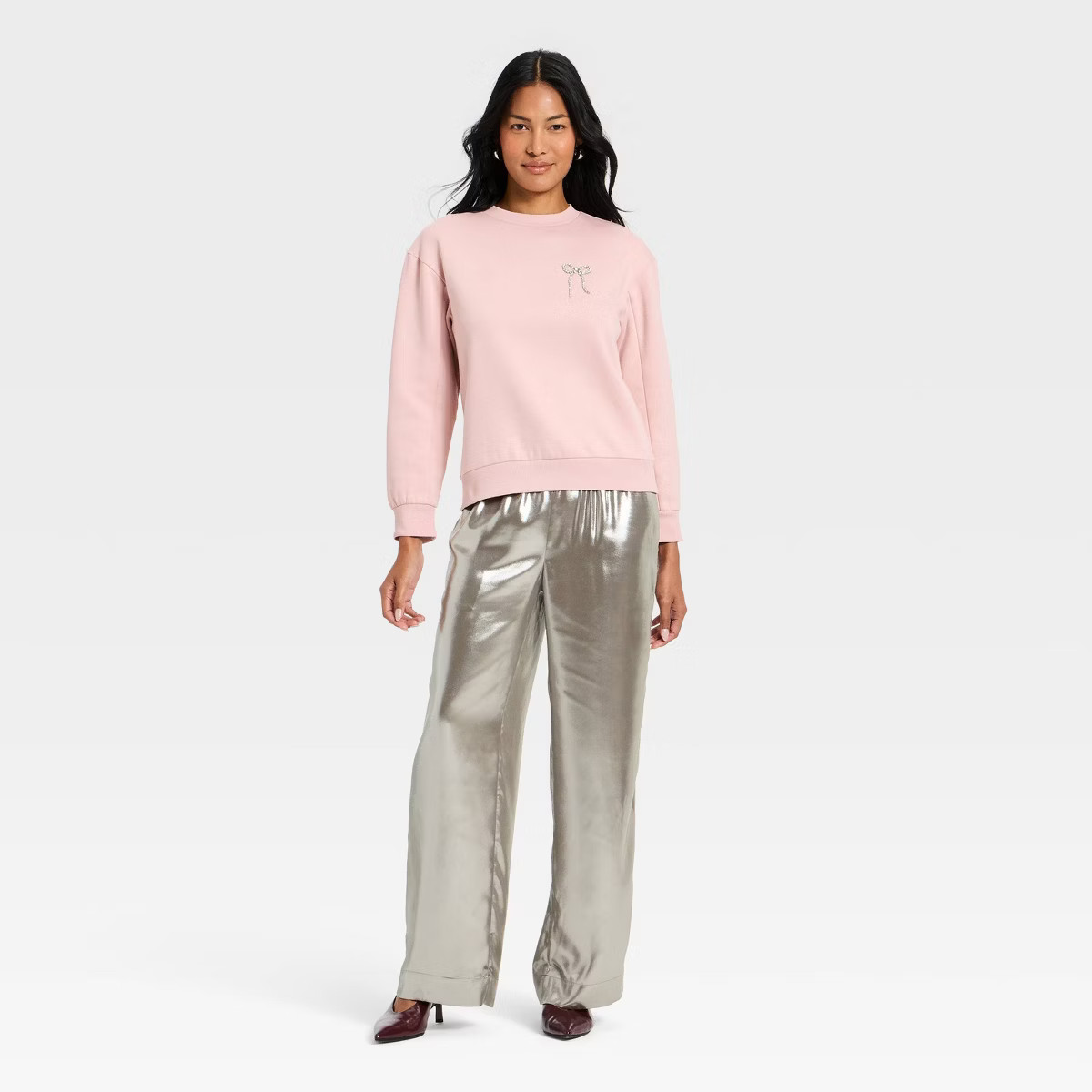 Women's Metallic Foil Pull-On Pants - A New Day™ Silver | Target
