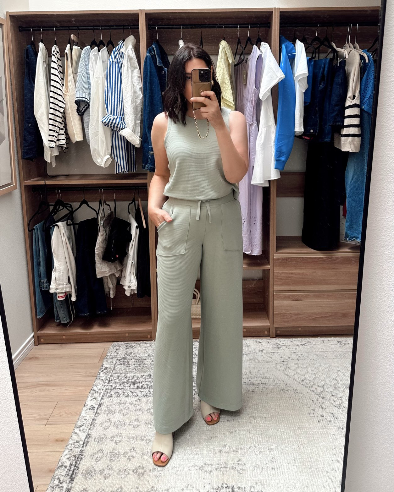I love this jumpsuit from Spanx! It’s so so comfortable. It’s their new AirEssentails French Rib, which is a bit lighter than their normal fabric and has rib texture. I love this hue as well, but the black would be nice to have as well. I’m in the medium, I find it’s a generous fit.

@spanx  

 