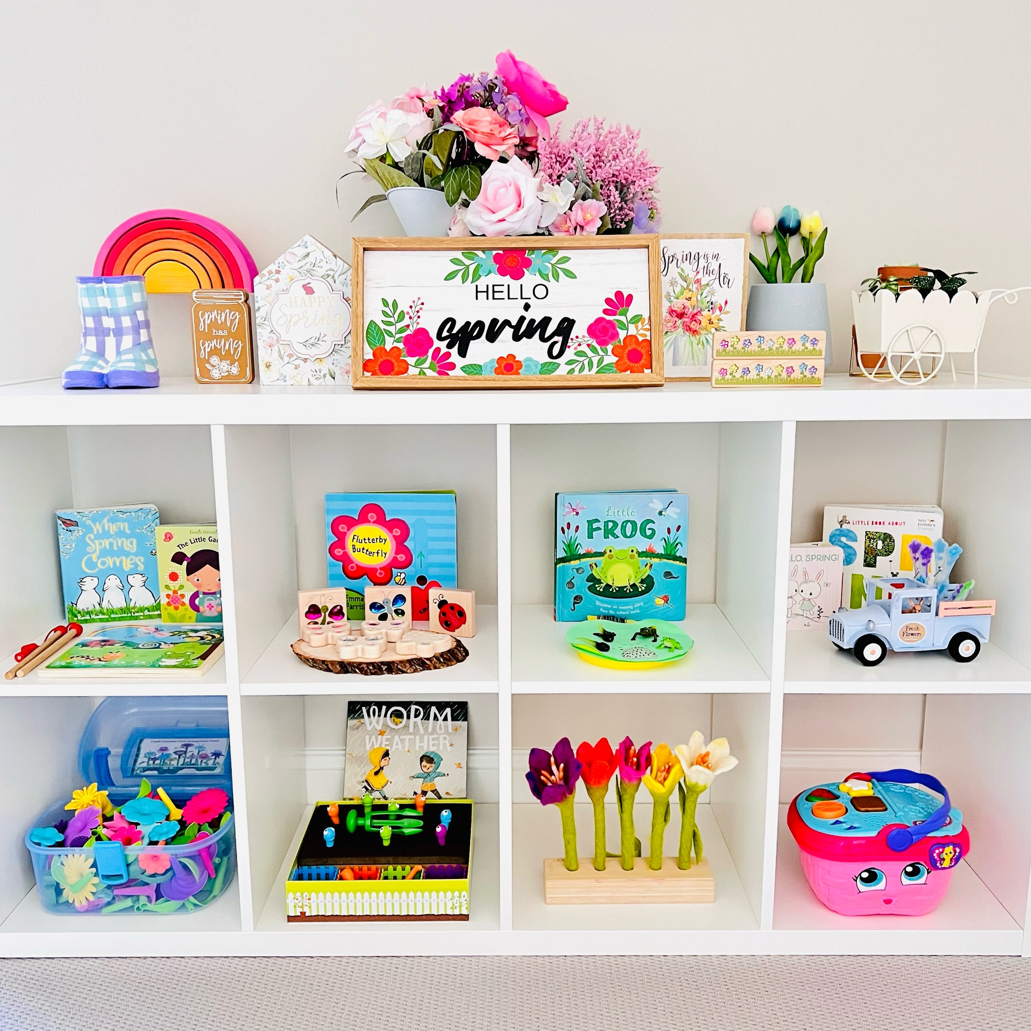 Spring toy rotation!! The perfect playshelf for a 4 and 2 year old!

#LTKkids #LTKSeasonal #LTKfamily