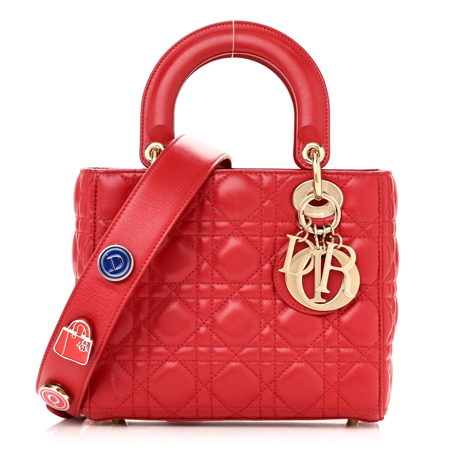 Lambskin Cannage Small Lucky Badges My Lady Dior Red | FASHIONPHILE (US)