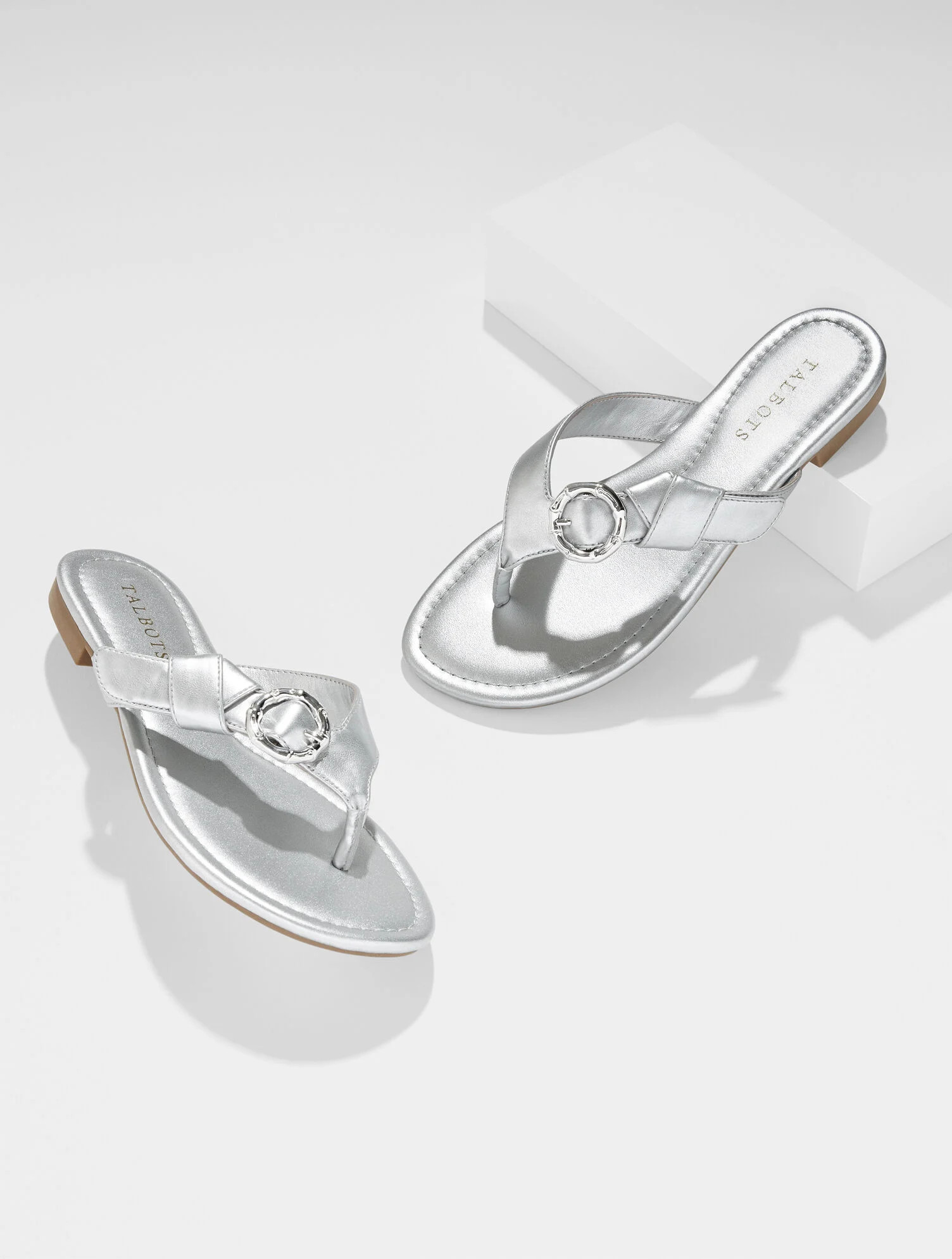 Gia Buckle Metallic Thong Sandals | Talbots
