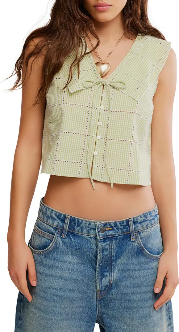Waiting For Me Crop Cotton Button-Up Top | Nordstrom