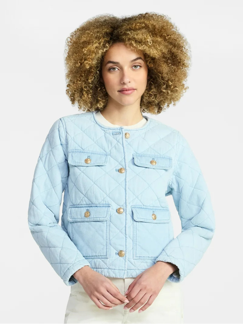 Time and Tru Women's Quilted Cotton Jacket, Sizes XS-XXXL | Walmart (US)