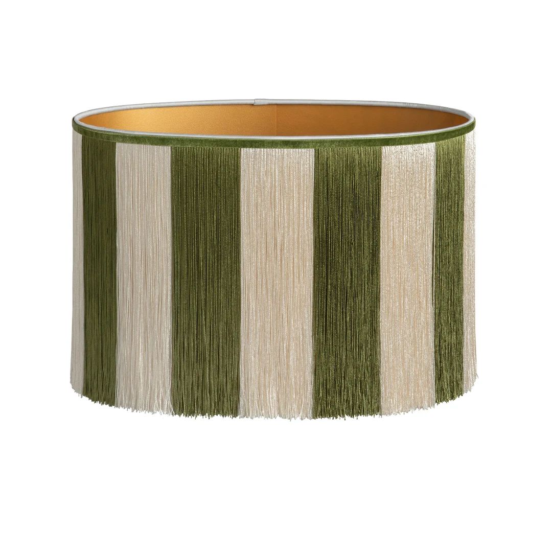 Lampshade Ava Green - Handmade - Fringes - Sustainable cotton - Lighting - Decorative - Organic c... | Etsy (US)