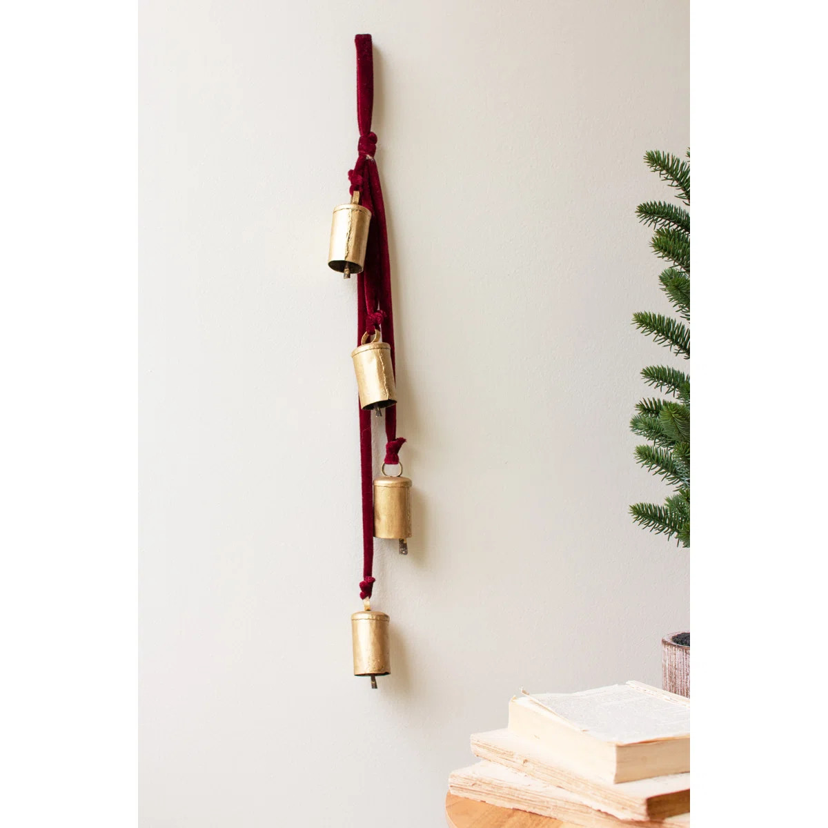 Kalalou Metal Christmas Bell Cluster With Velvet Rope | Wayfair North America