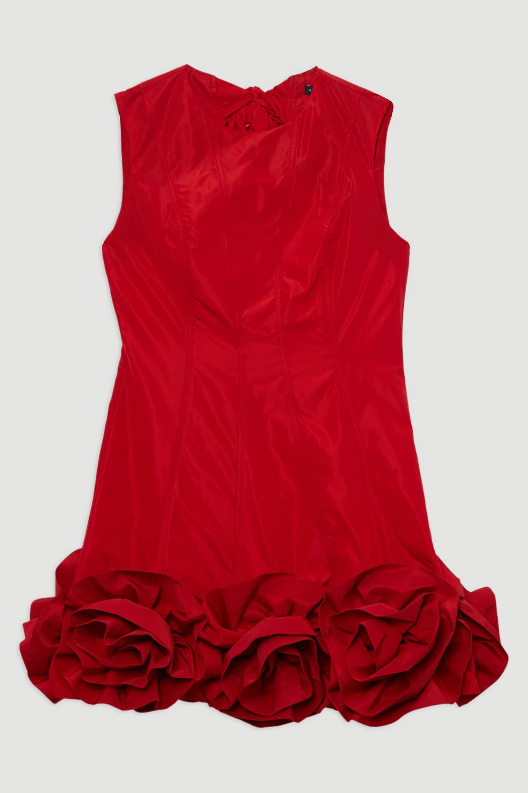 Drama Taffeta Rosette Woven Mini Dress With Bow Detail | Karen Millen US