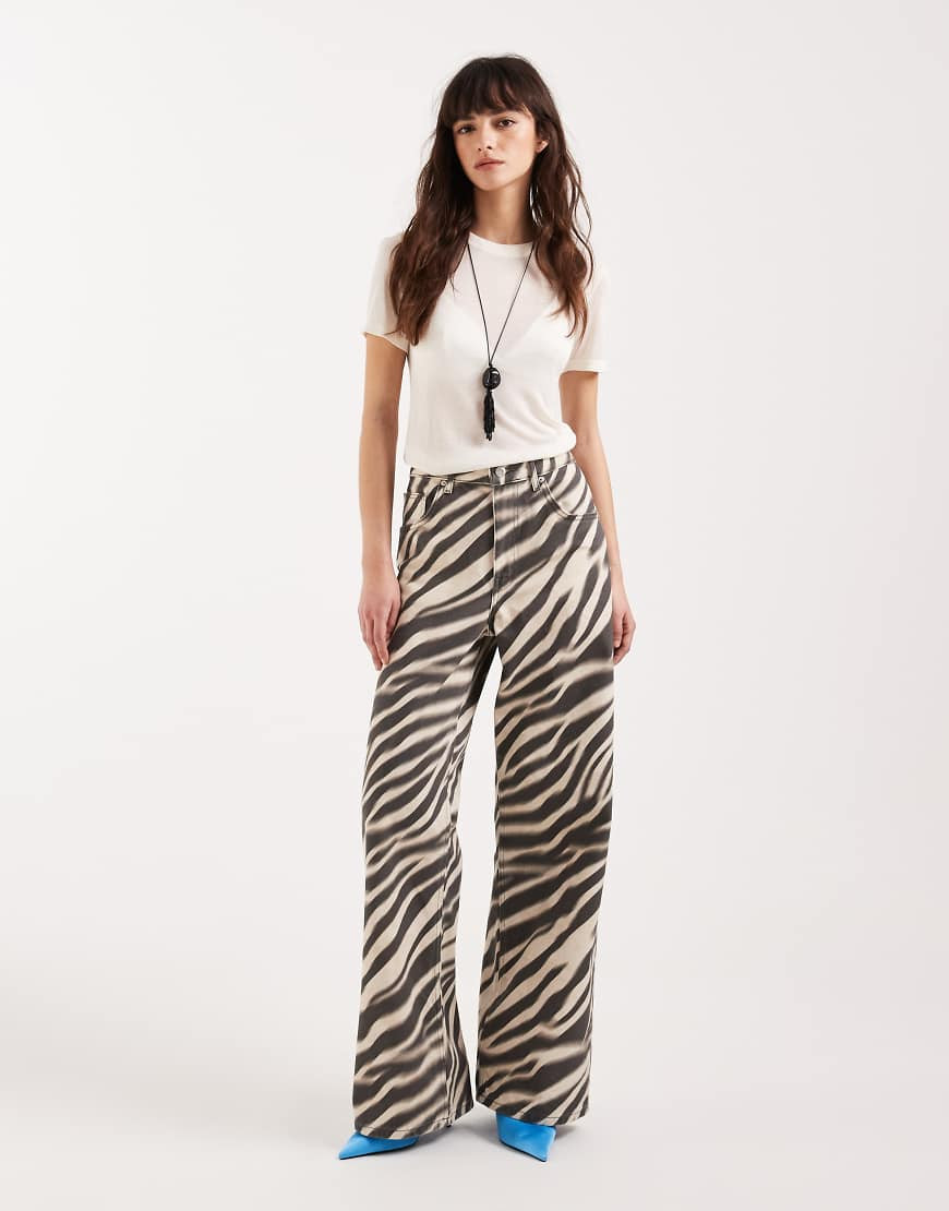 Mango Zebri 100% cotton straight jean in zebra print-Multi | ASOS (Global)