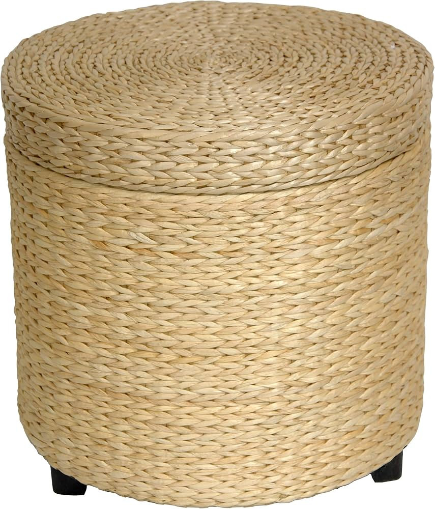 Oriental Furniture Rush Grass Storage Footstool - Natural | Amazon (US)