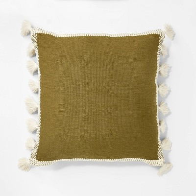 Woven Frame Square Throw Pillow with Side Tassels - Threshold™ designed with Studio McGee: Cotton, Indoor Decorative Cushion | Target