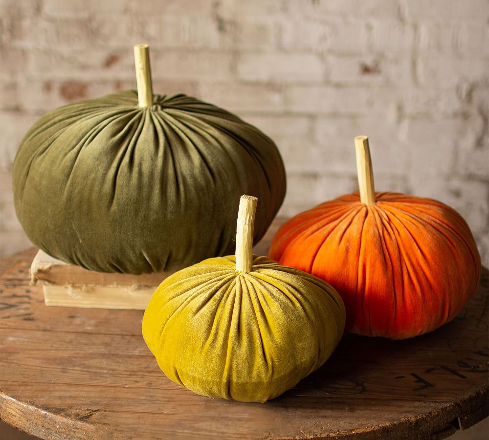 Velvet Pumpkins, Set of 3 | Pottery Barn (US)