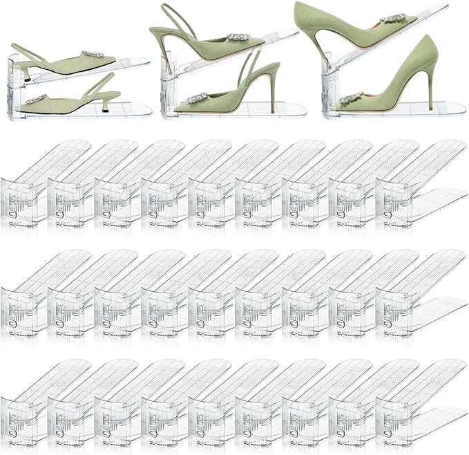 Shoe Slots Organizer,36 Pack Transparent Shoe Stacker Adjustable Shoe Slot Organizer Space Saver ... | Amazon (US)